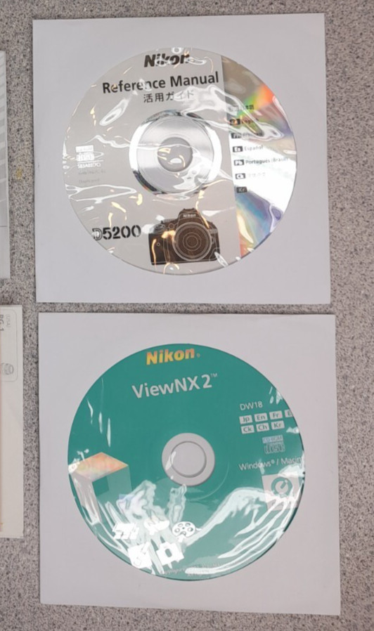 Nikon ViewNX2 View & D5200 Reference Manual CD-Rom Software Windows/Macintosh