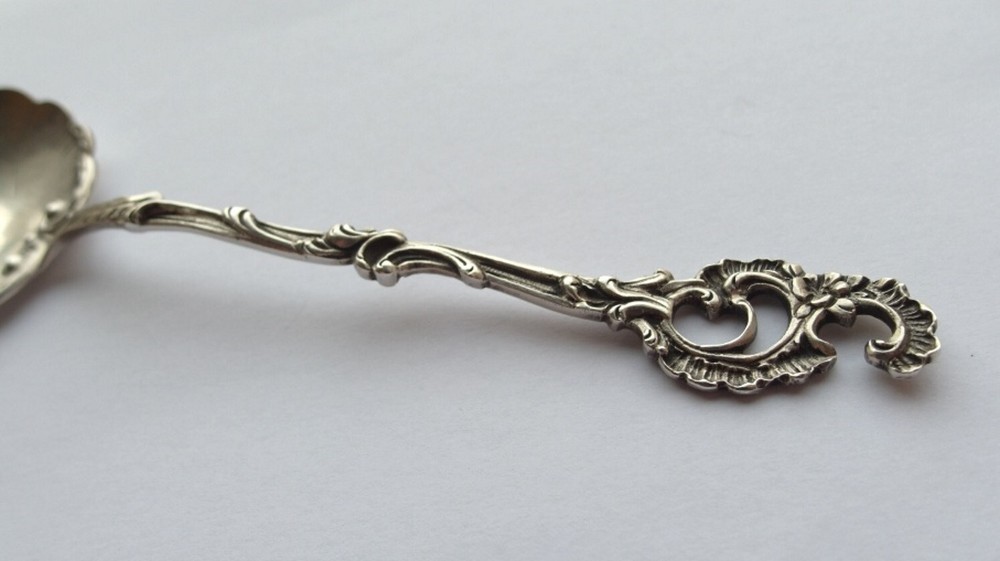 Rococo Spoon/ Serving Spoon, Adam Manns & Son, 800 Silver, around 1900 E438