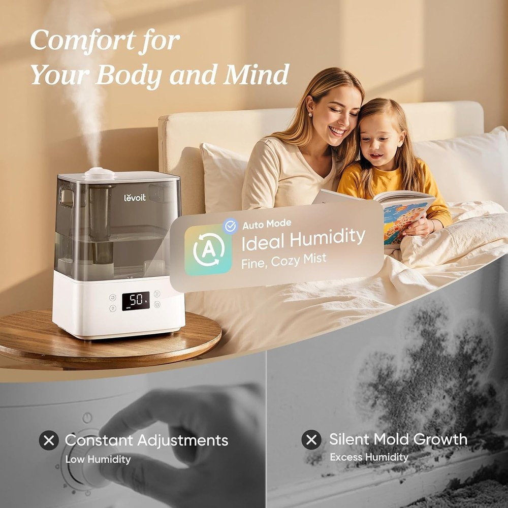 6L Smart Humidifier & Diffuser for Baby and Plants - Whisper-Quiet Operation