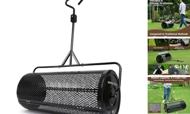 Compost Spreader 36 Inch Towable Peat Moss Spreader with Installation Support