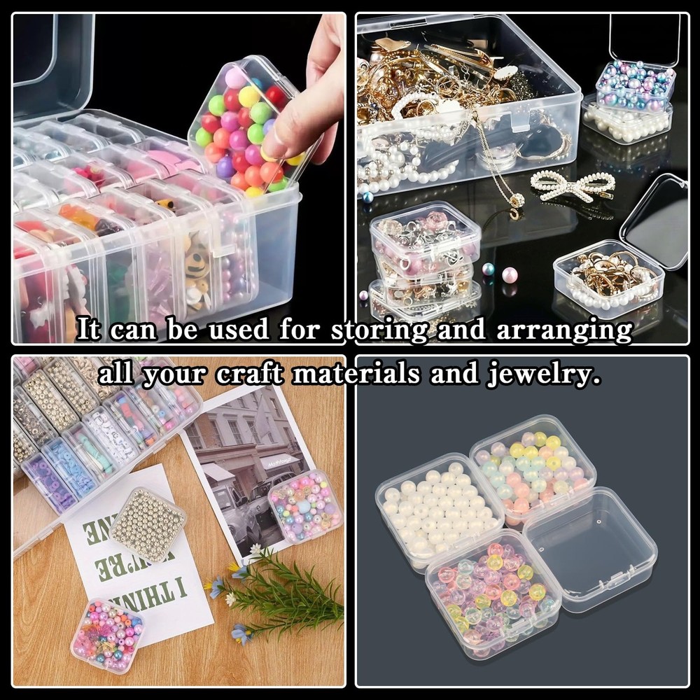 Bead Organizer Box, 31Pcs Small Beads Storage Containers with Hinged Lid - Cl...