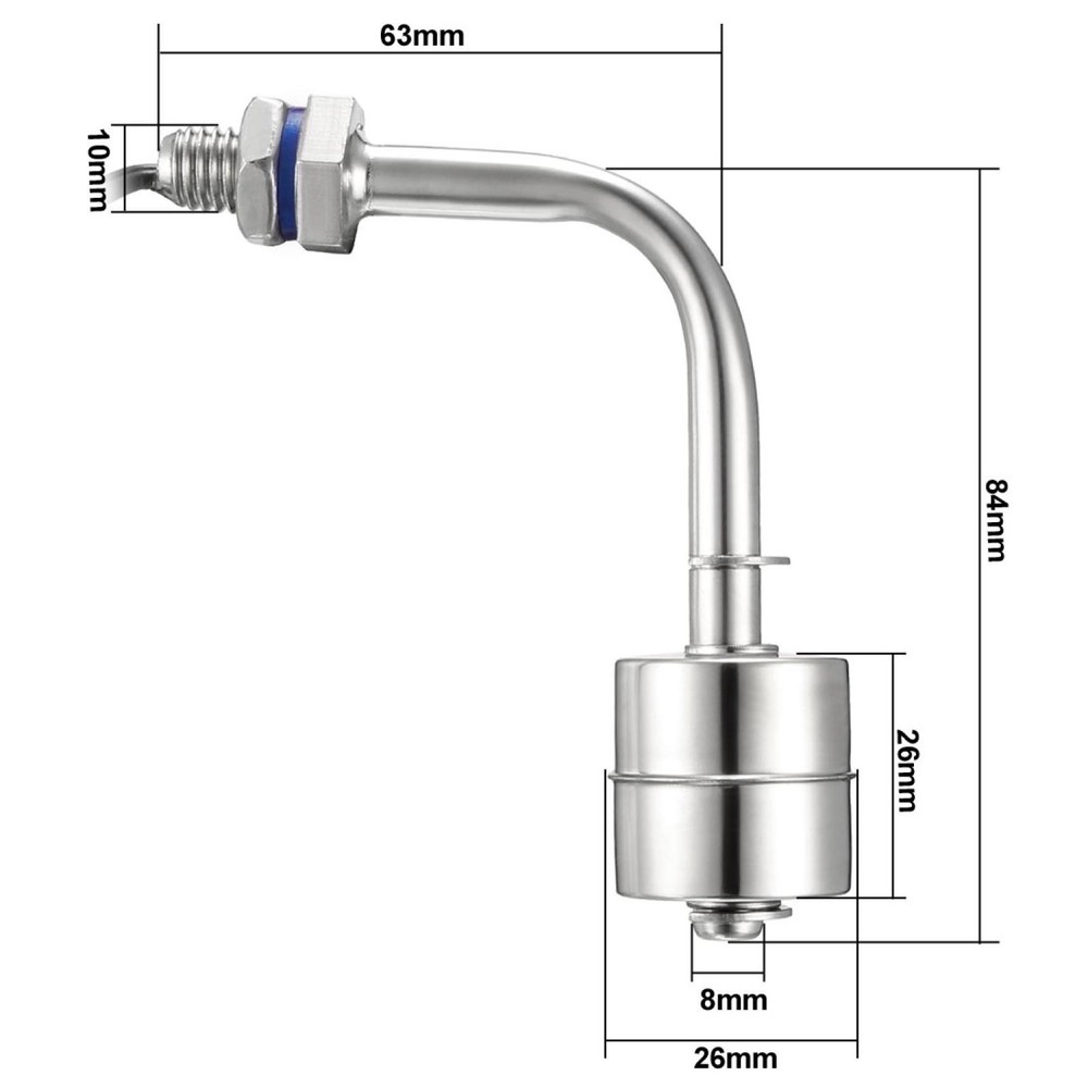 78mm Angle Stainless Steel Liquid Water Vertical Sensor Switch
