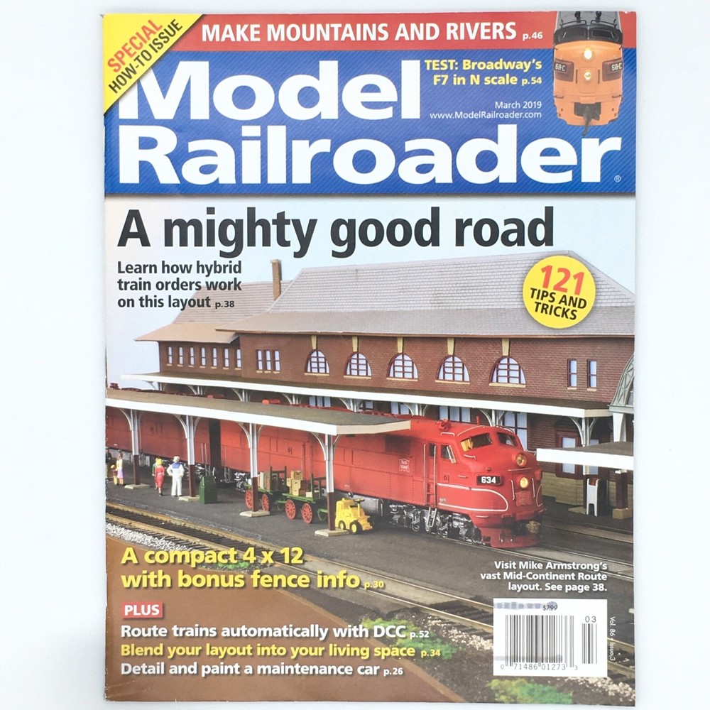 Model Railroader MAR 2019 Hybrid Train Orders DCC Routing Make Mountains Rivers