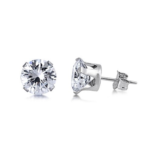 Sterling Silver CZ Stud Earrings with Butterfly Posts NEW