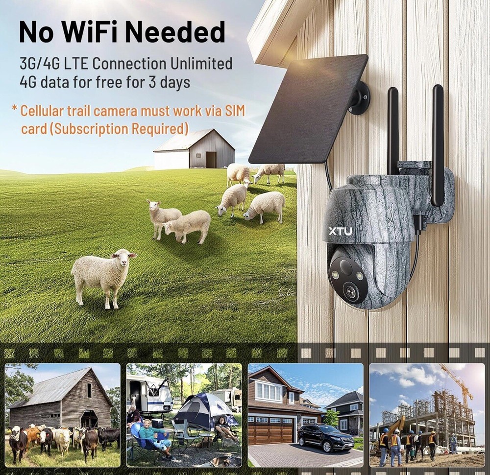4G LTE Cellular Trail Camera with 2K Live Streaming Playback, Built-in SIM Card