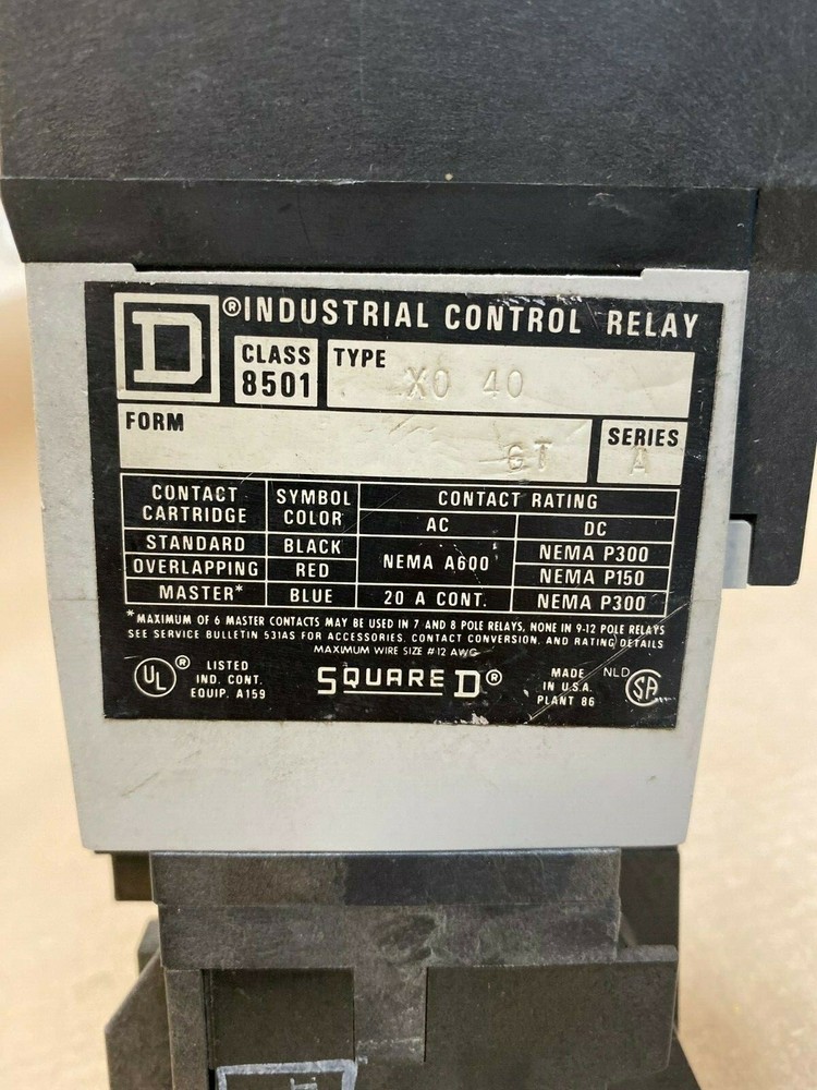 Square D 8501XTD2 Timing Control Relay X0-40 Series A