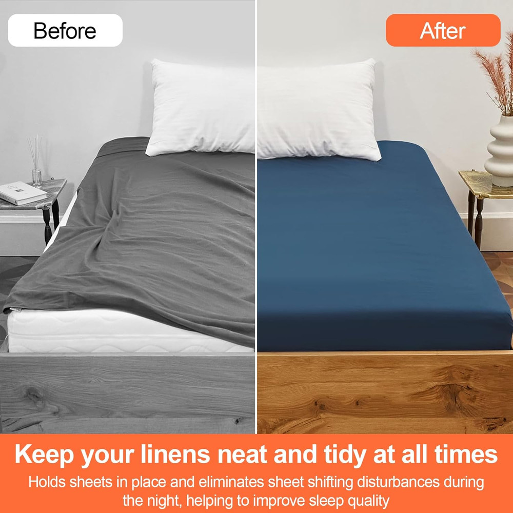 Adjustable 8 Pcs Bed Sheet Straps with Metal Clips - Non-Slip & Versatile