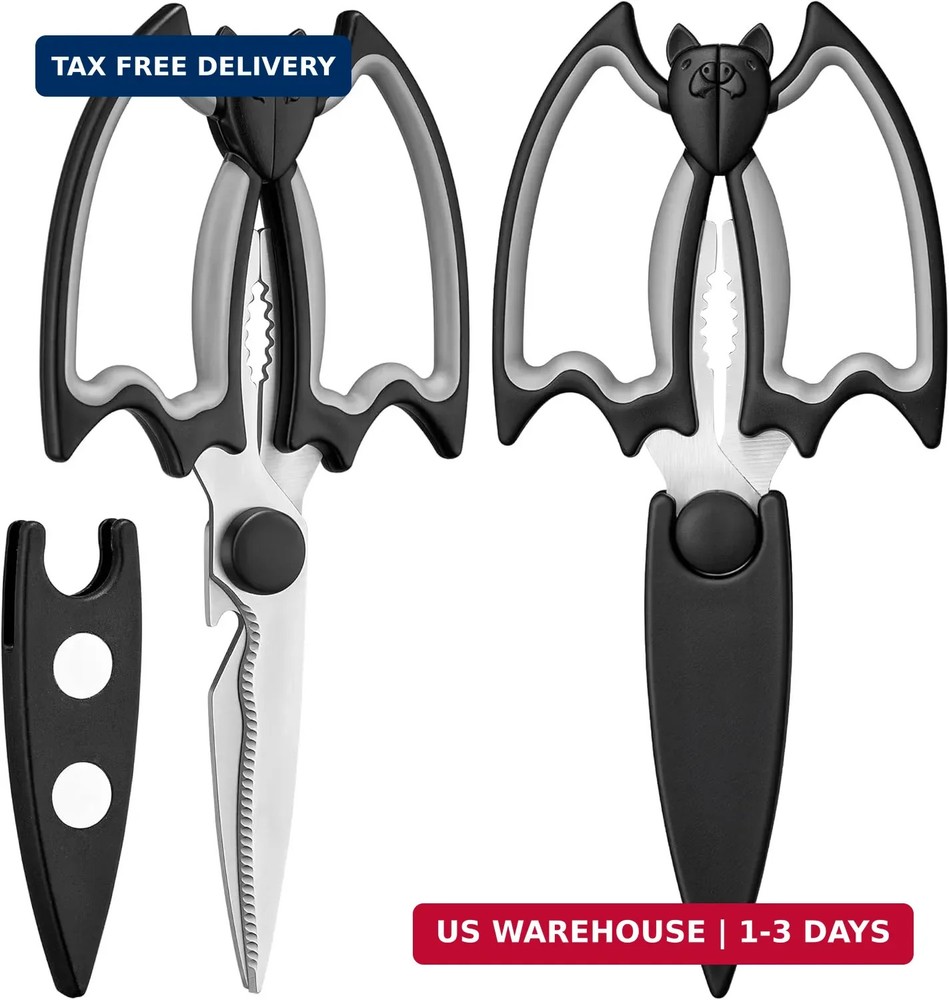 OMDAR Kitchen Scissors All Purpose 2 Pack - Halloween Goth Cute Kitchen Shears -