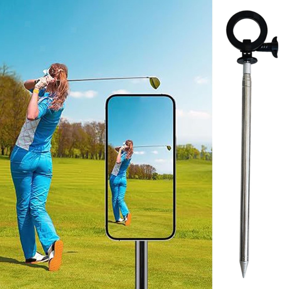 Golf Monopod Selfie Rod Rotatable with Ground Stake Extendable Pole Phone Holder