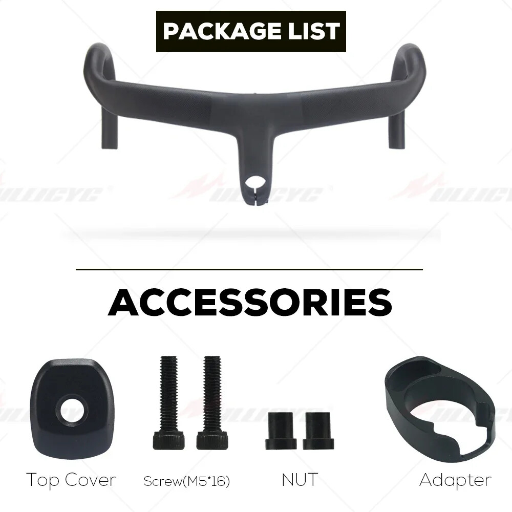 28.6mm Road Bicycle Carbon Integrated Handlebar Full Internal Cable Routing