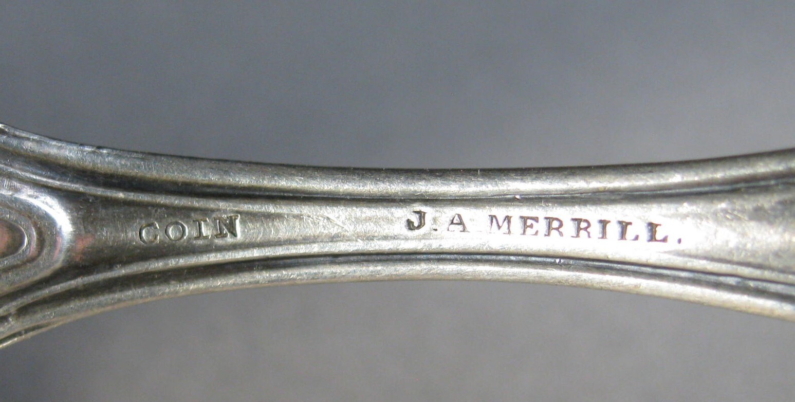 Antique Coin Silver Fluted Spoon J A MERRILL Portland, ME 1860s 26.4g #J4398