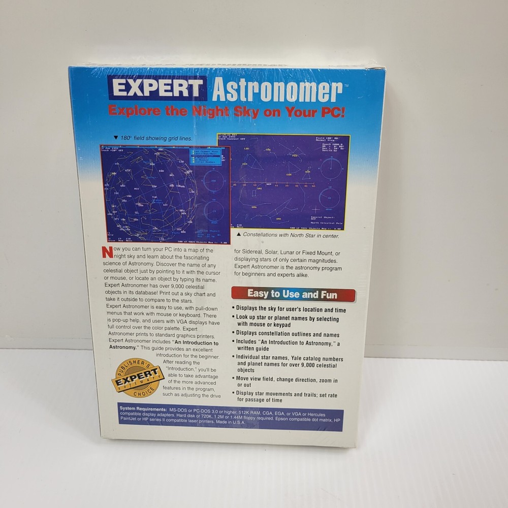 Brand New Expert Astronomer Bundle PC Software IBM/Tandy 3.5" & 5.25" Disk