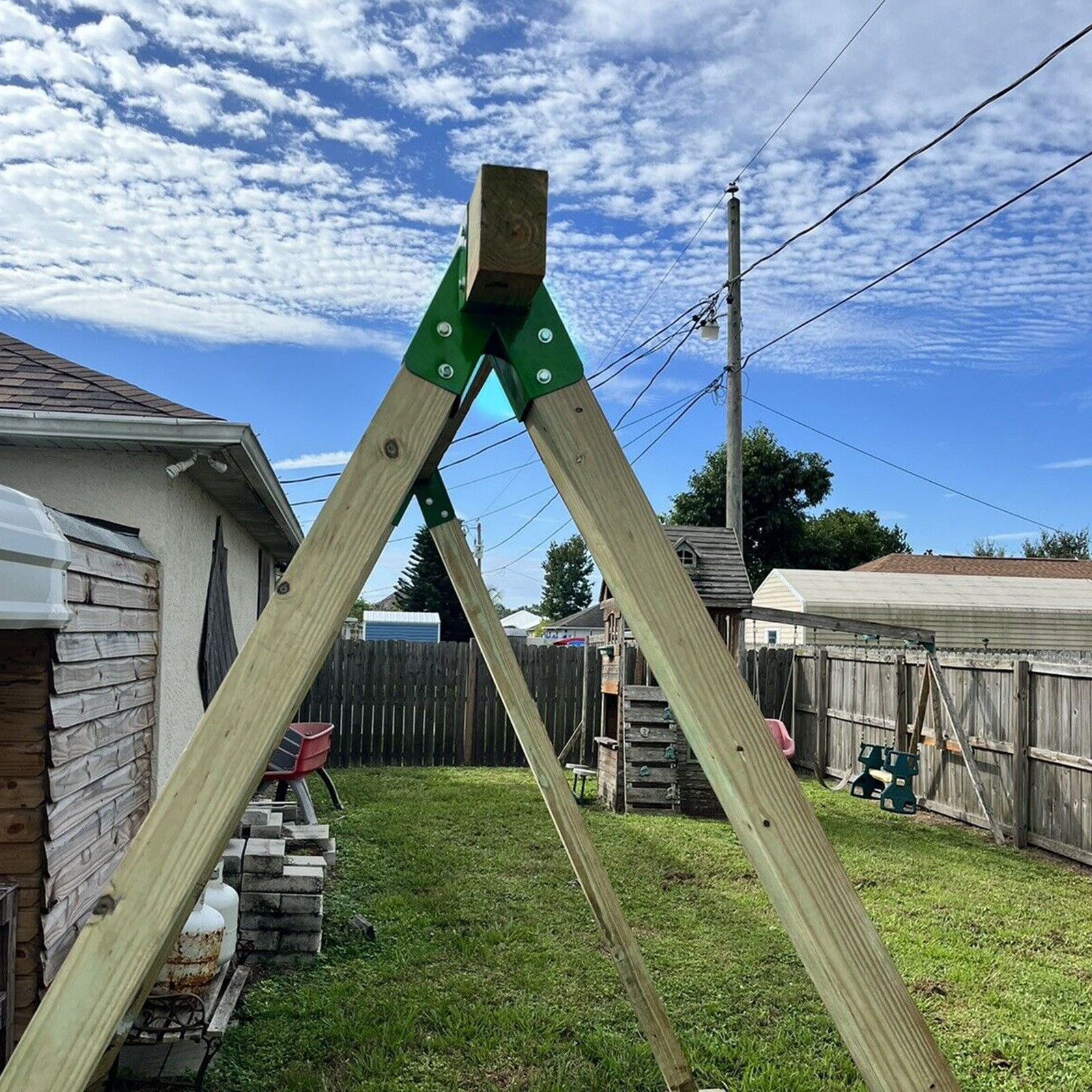 (Set of 2) Brackets 1-2-3 A-Frame Swing Green Powder-Coated Heavy Duty Steel