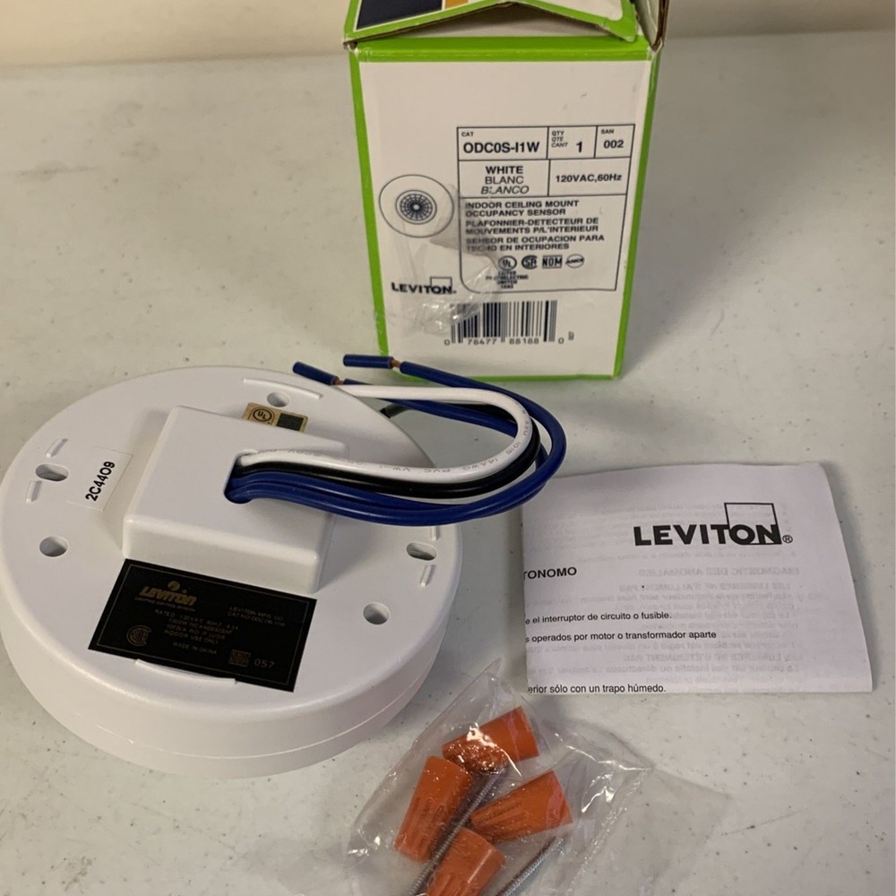 Leviton Self Contained Ceiling Mount Occupancy Sensor and Switching Relay, White