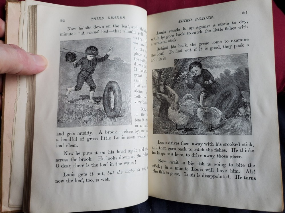 1877 Appletons' School Readers - Third Reader (Hardcover)(149 YEARS OLD!)