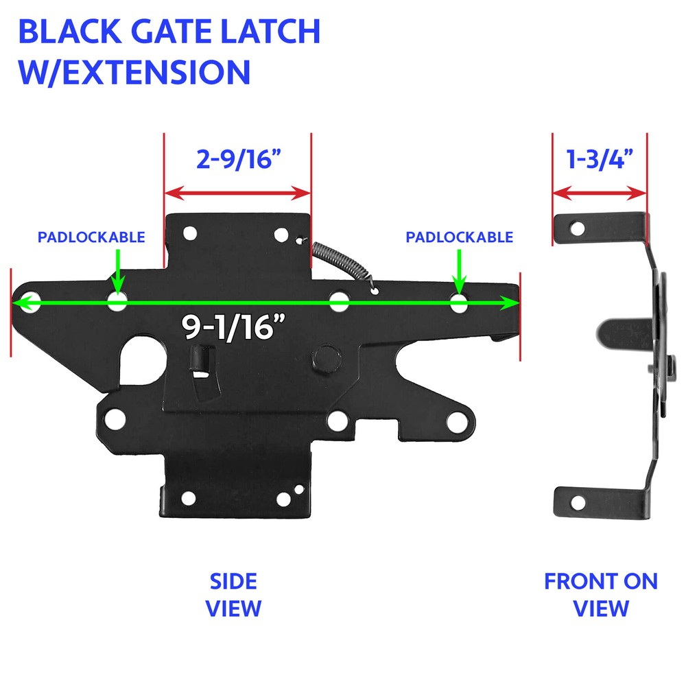 Self Closing Vinyl Fence Gate Single Gate Hardware Kit BLACK Lockable both sides