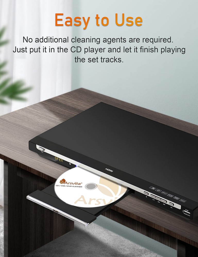 CD Laser Lens Cleaner Disc Cleaning Set for CD/VCD/DVD Player, Safe