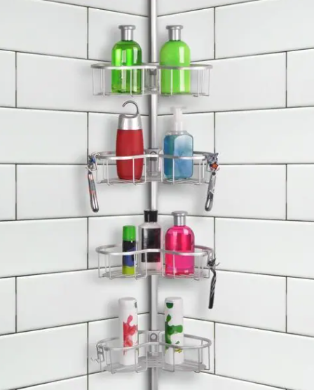 Utopia Alley Shower Caddy Corner 4-Flat Adjustable Shelf Rustproof Satin Chrome