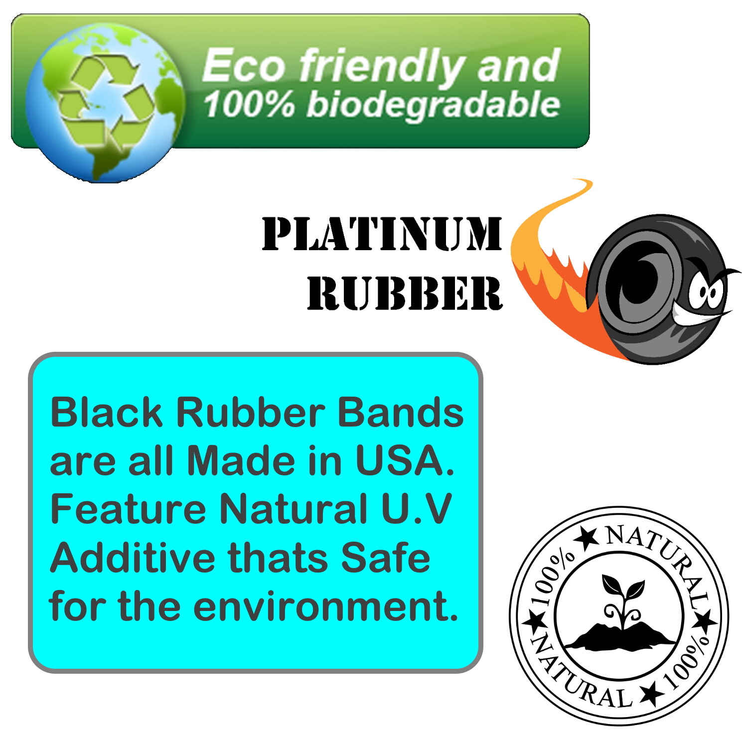 Platinum Rubber Bands #105 Size Black (Extra Wide 5/8 Inch, Large) UV Rated 1LB