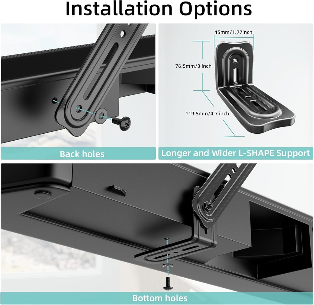 Universal Soundbar Mount Bracket with U-Shaped Padding: Secure & Adjustable