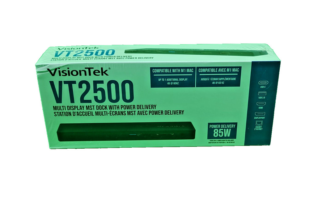 VisionTek VT2500 Multi Display Docking Station 85 Watts Black - New
