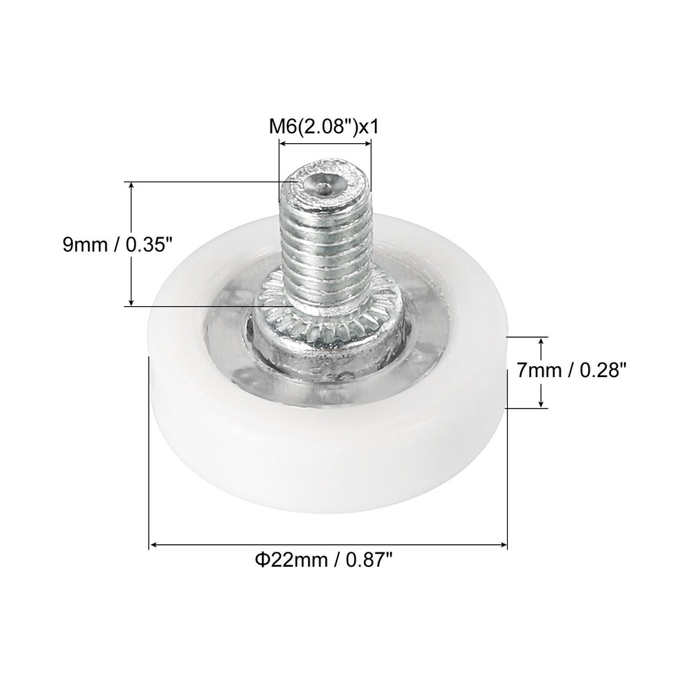 6 Pack 22mm Drawer Rollers Plastic Drawer Pulley Replacement Wheels Bearing