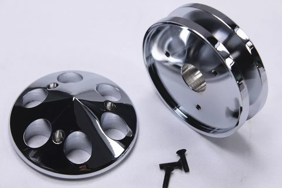 SBC Chevy Alum V BELT Pulley w/Bracket Kit & Long Water Pump Alternator PS Pump