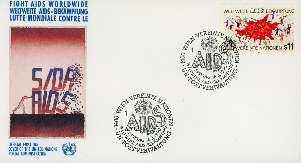 United Nations Vienna 100 FDC AIDS UN