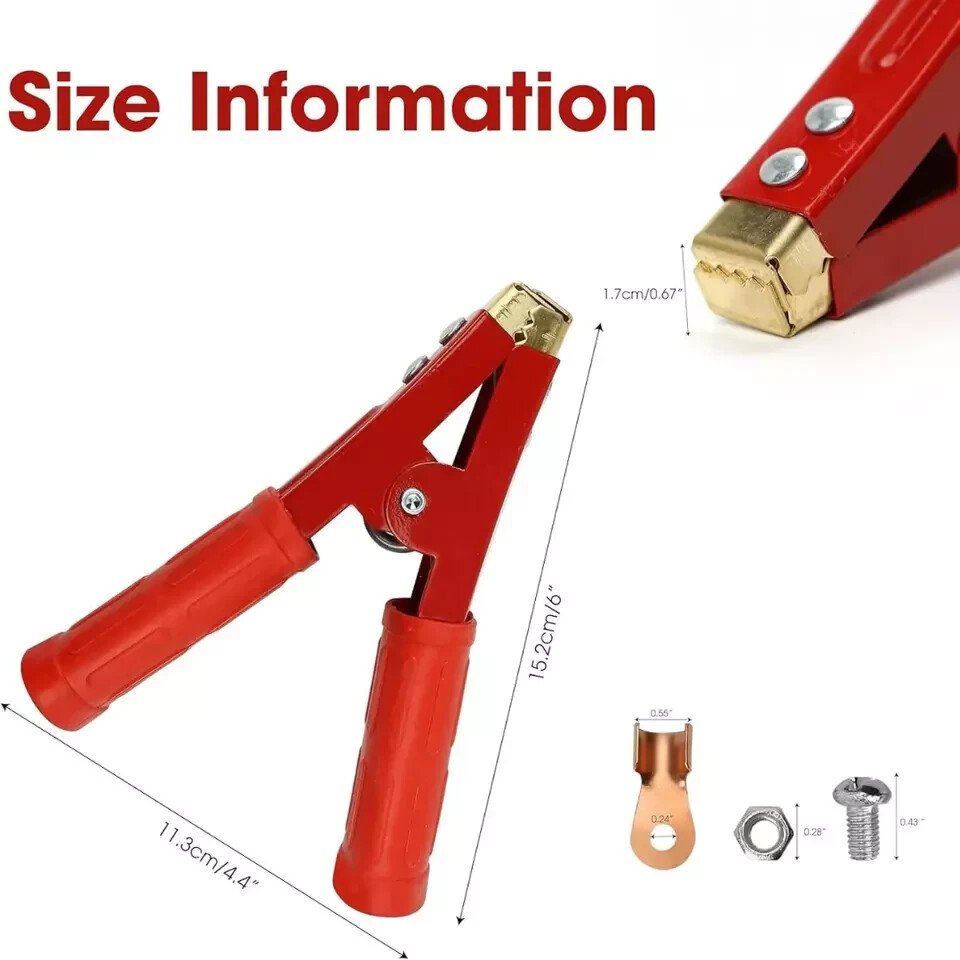 1000A Battery Booster Cable Clamp Pure Copper Jumper Replacement Tool Heavy Duty