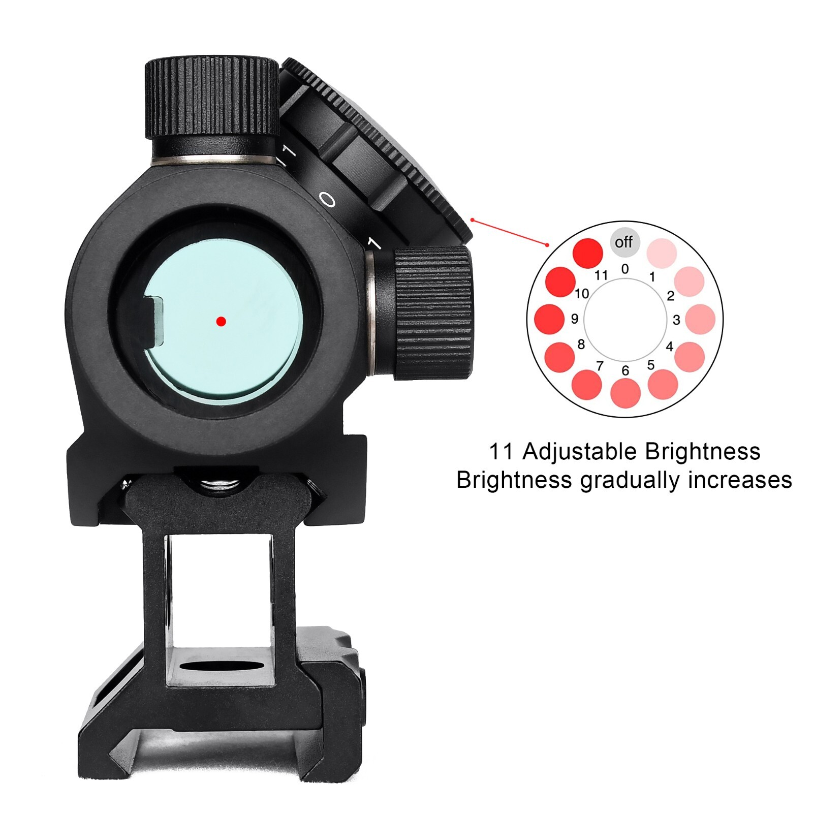 Sniper Micro Red Dot Sight 2 MOA 1x25mm Reflex Sight with 1'' Inch Riser Mount