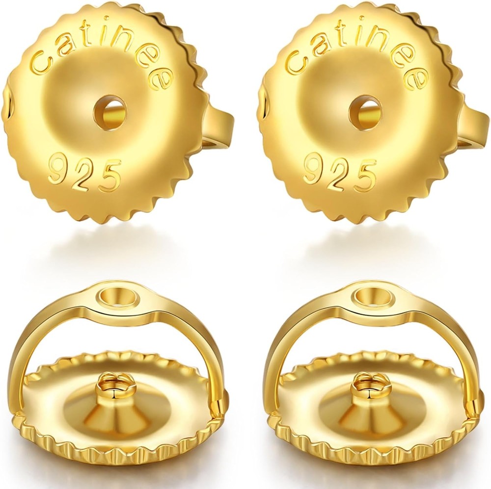 Gold Screw Earring Backs Replacement for Threaded Posts