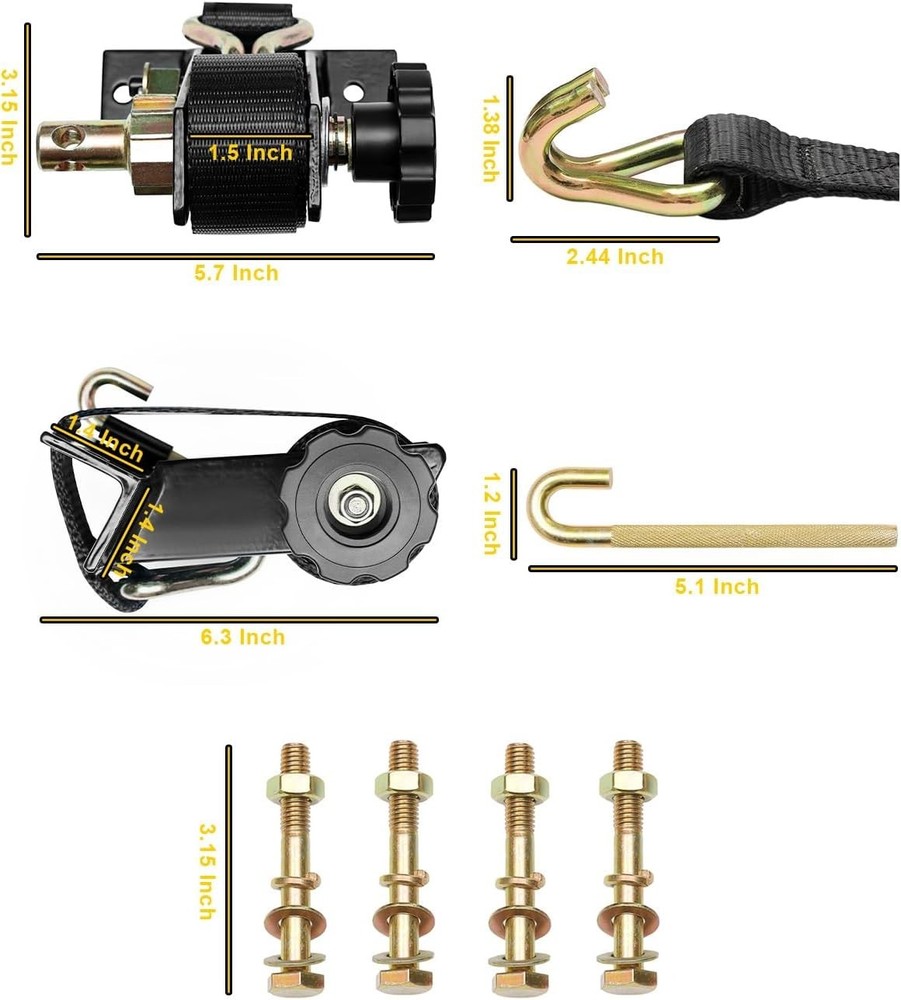 Quick Release Heavy Duty Ratchet Tie Downs - 4 PCS, Perfect for ATVs & Trailers