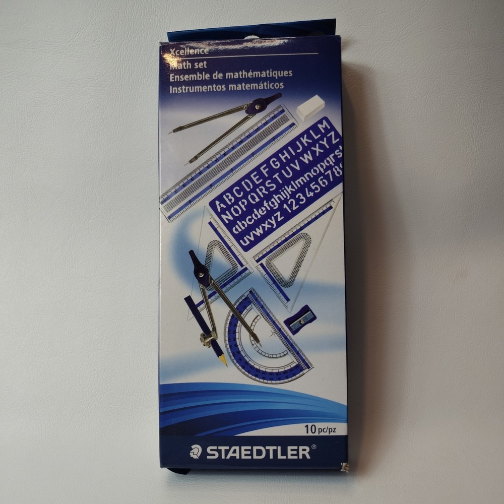 Durable 10-Piece Geometry Set: Compass, Ruler & Set Squares for Art & Drafting