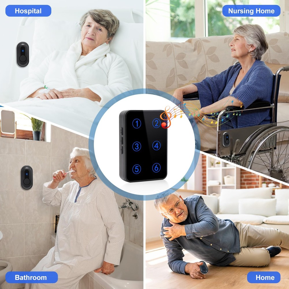 Wireless Caregiver Pager Call Button Nurse System 500Ft Range with LED Number