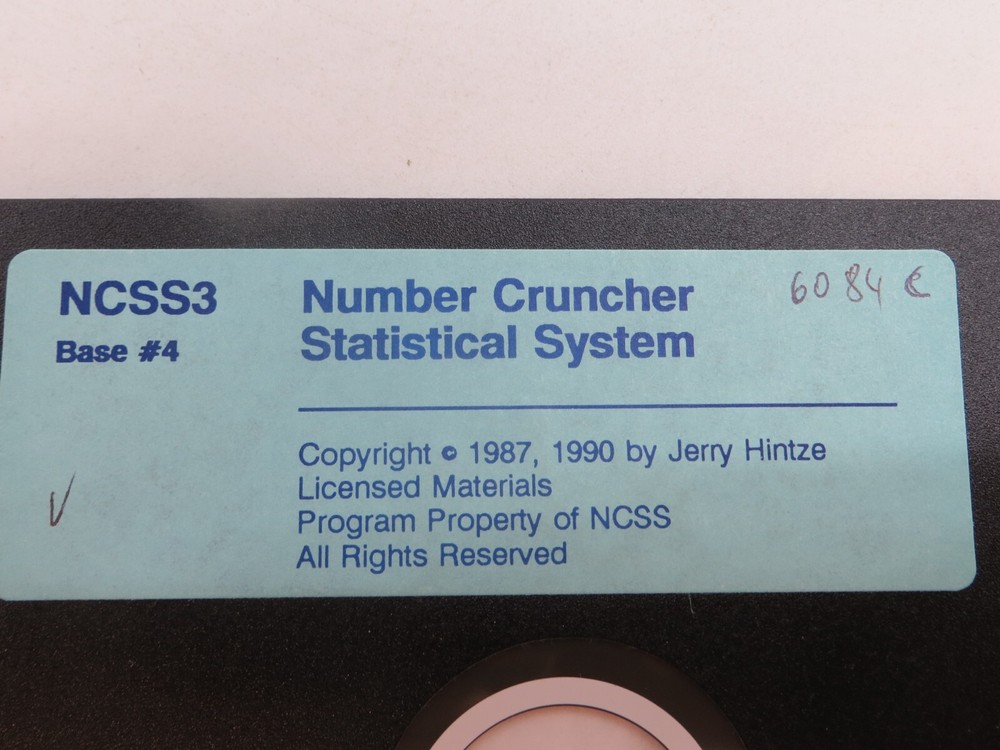 5.25" Floppy Disks NUMBER CRUNCHER STATISTICAL SYSTEM 1990 Com Software