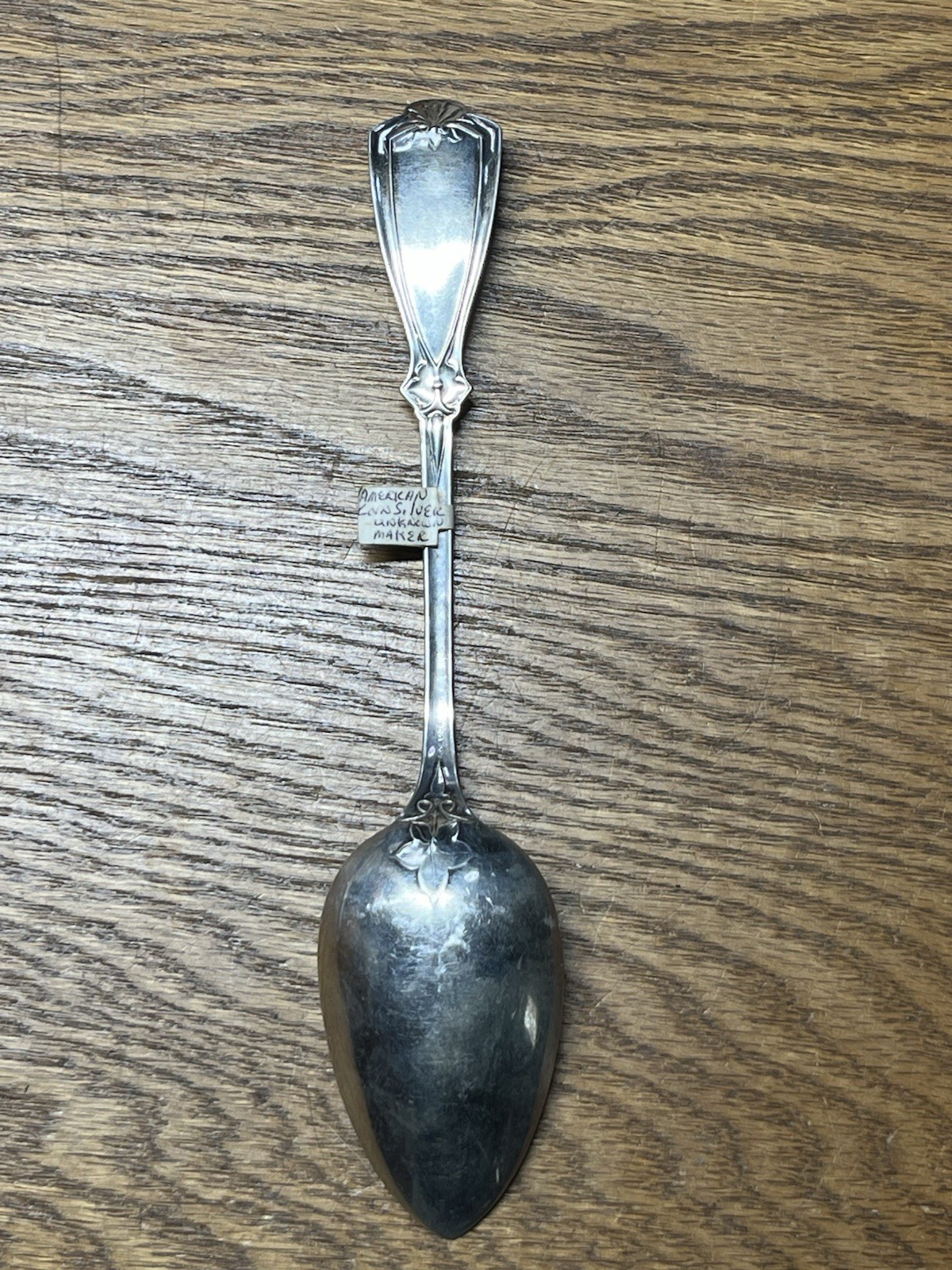 American Coin Silver Serving Tablespoon Realistic Fox Head F A B & Co Monogram