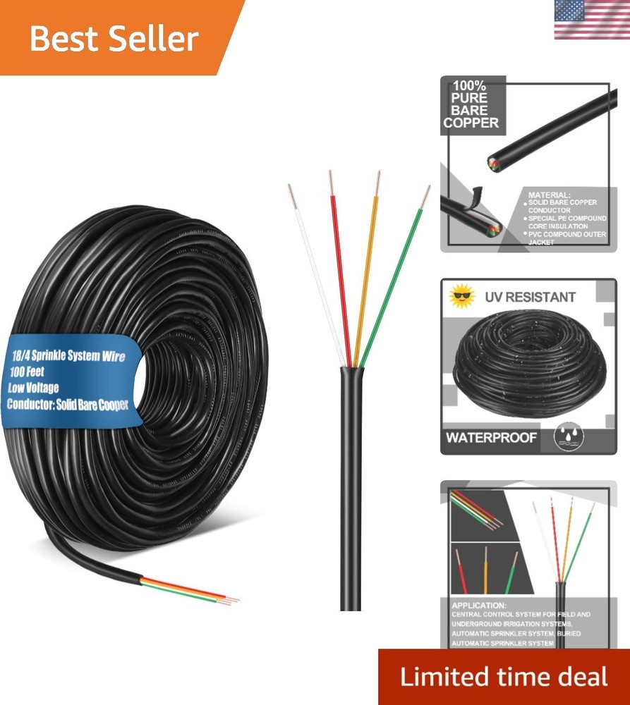 100 Ft UV Resistant 18 Gauge Sprinkler Wire - Durable Irrigation Cable Solution