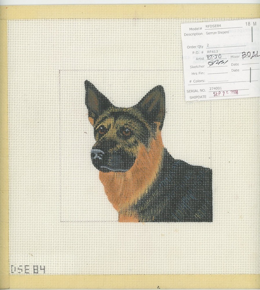 Rishfeld Designs German Shepherd Hand Painted Needlepoint Canvas **READ**