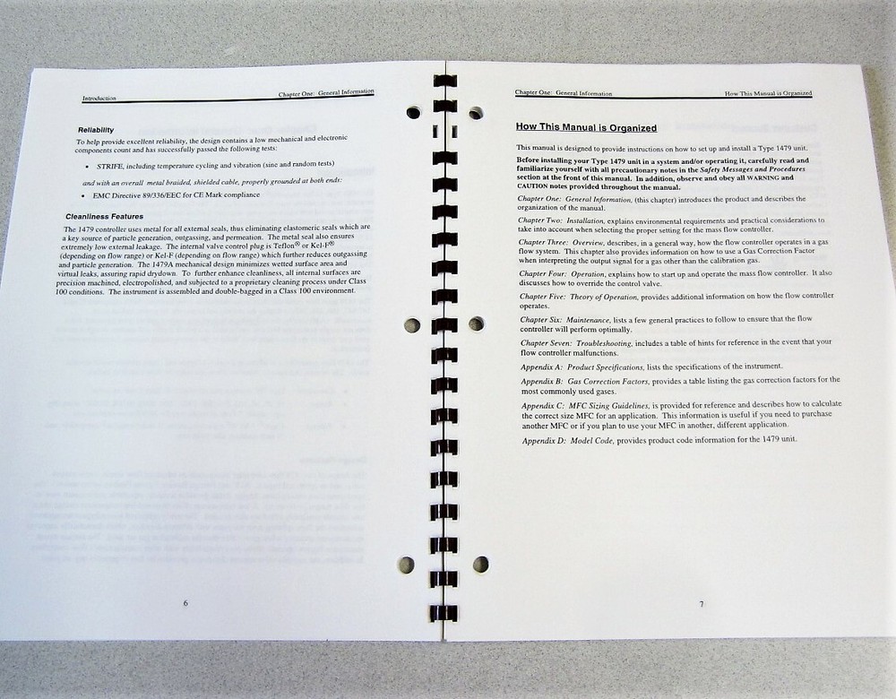 MKS Instruments Type 1479A Mass-Flo Controller Instruction Manual 119474-P1