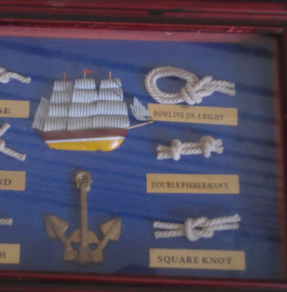SMALL NAUTICAL SHADOW BOXES WITH KNOTS 9.5 X 7 INCHES