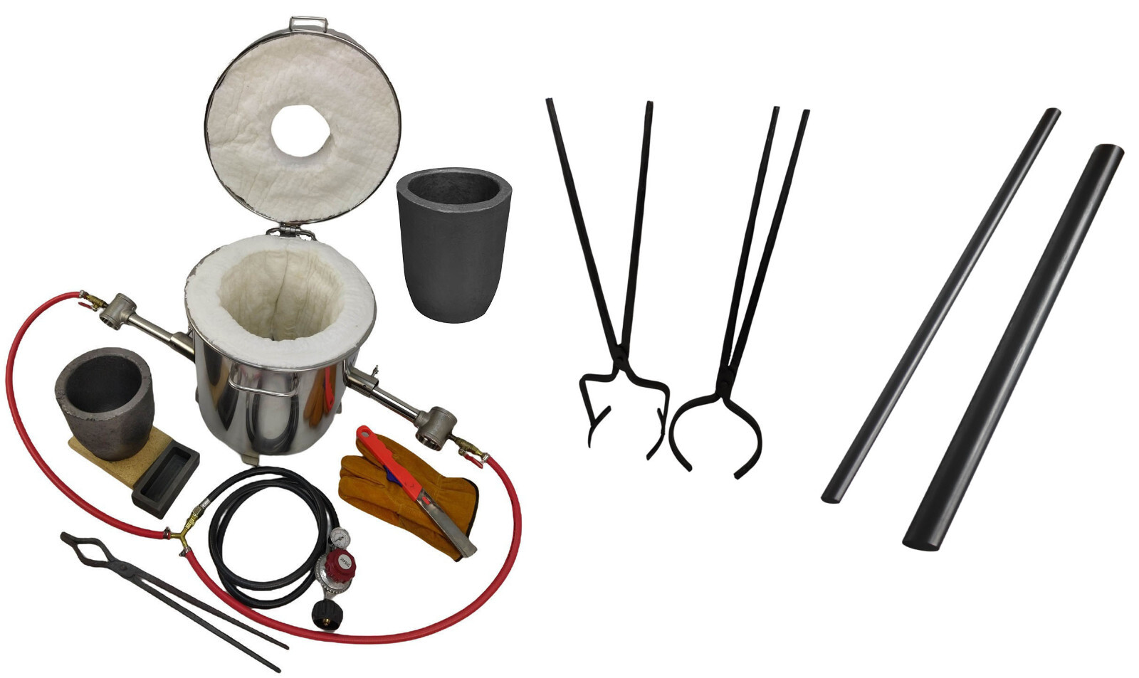 16 KG Gas Metal Melting Furnace Kit Foundry Copper Crucible Tongs Gas Forge