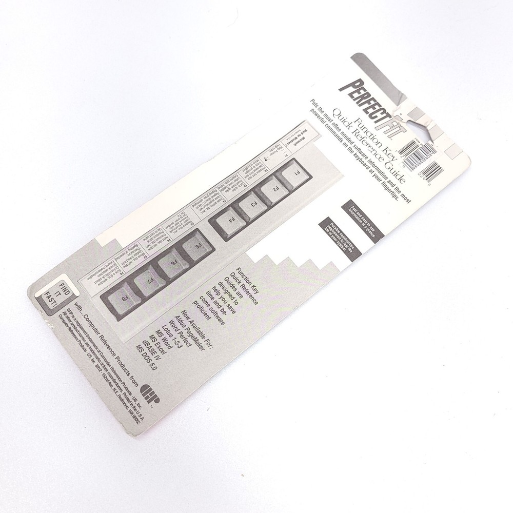 Vintage Computer Function Key Quick Refrence Guide MS WORD WINDOWS 2.0 NOS