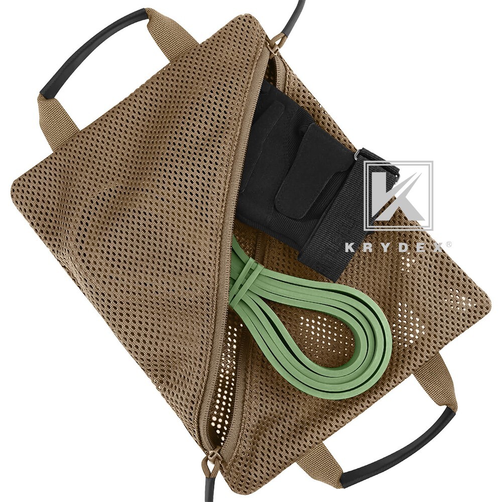 KRYDEX 2pcs Tactical Mesh Pouch Set Modular Storage Organizer Pockets Coyote