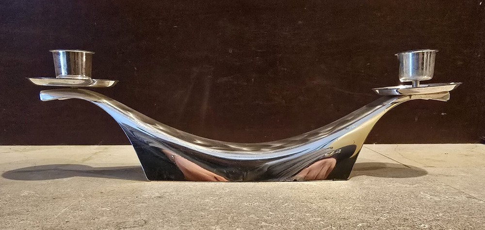 Midcentury WMF Ikora Silver plate Brass 2 Candle holder Germany