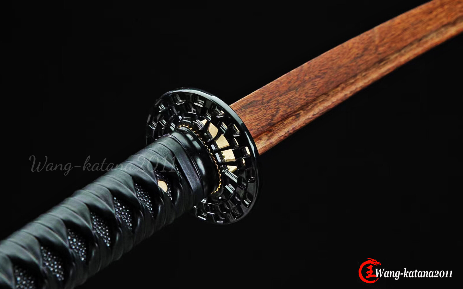 Wooden Katana Battle Training Practice Sword Kendo Iaido Outdoor Leather Bokken