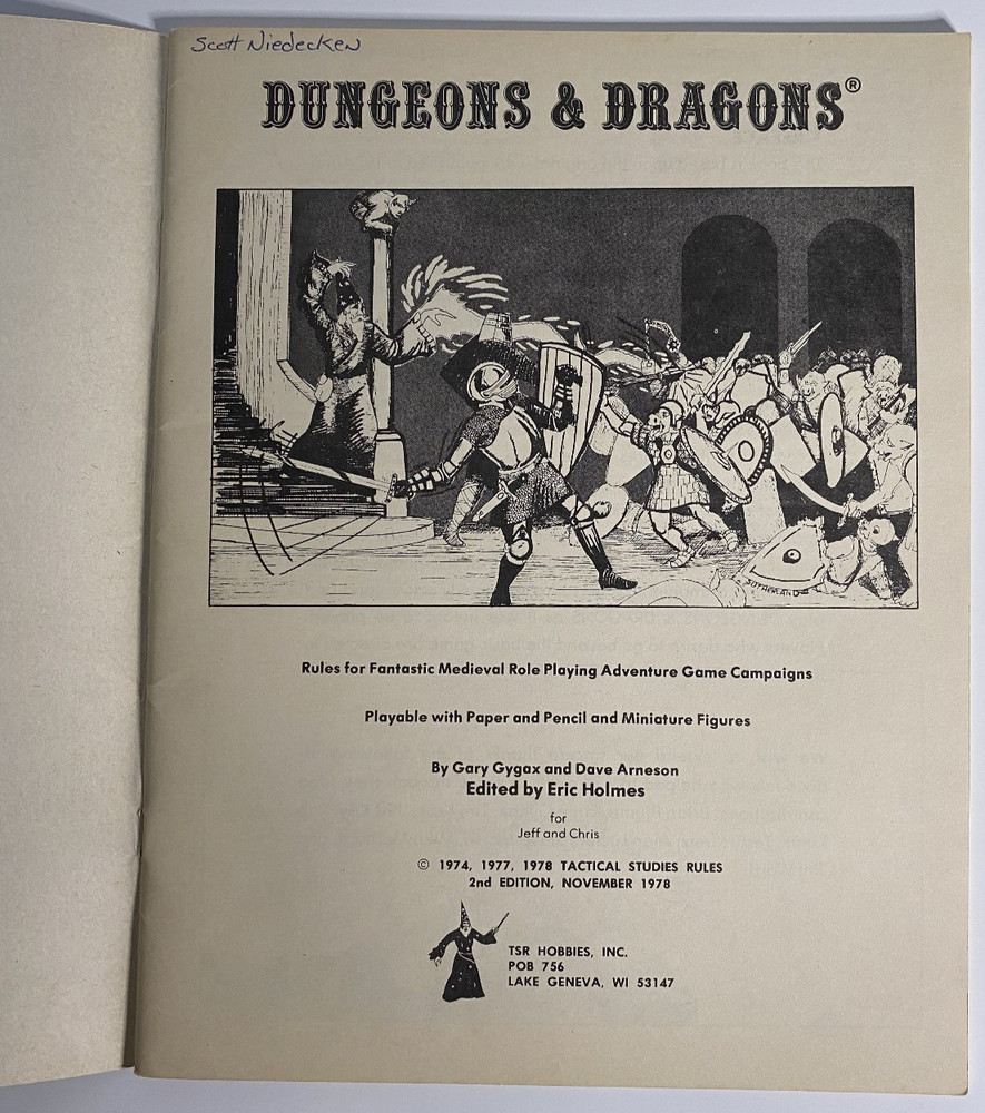 1978 Dungeons & Dragons Basic Rule Book (Blue Cover) 2nd Print (#2011) TSR