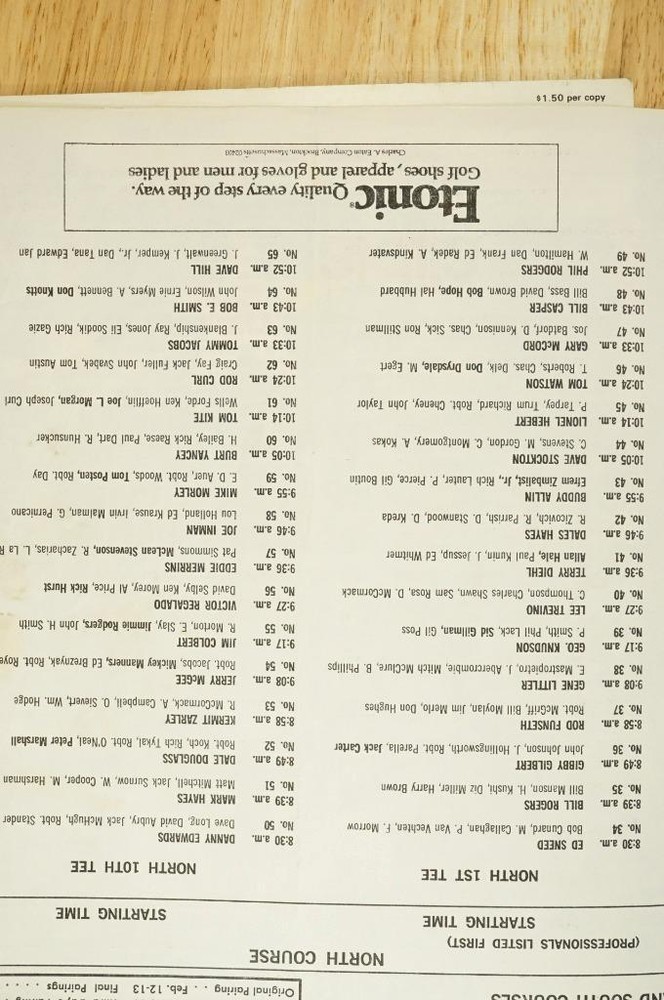 9th Annual Andy Williams San Diego Open 1976 Golf Tornament Program & Pairings
