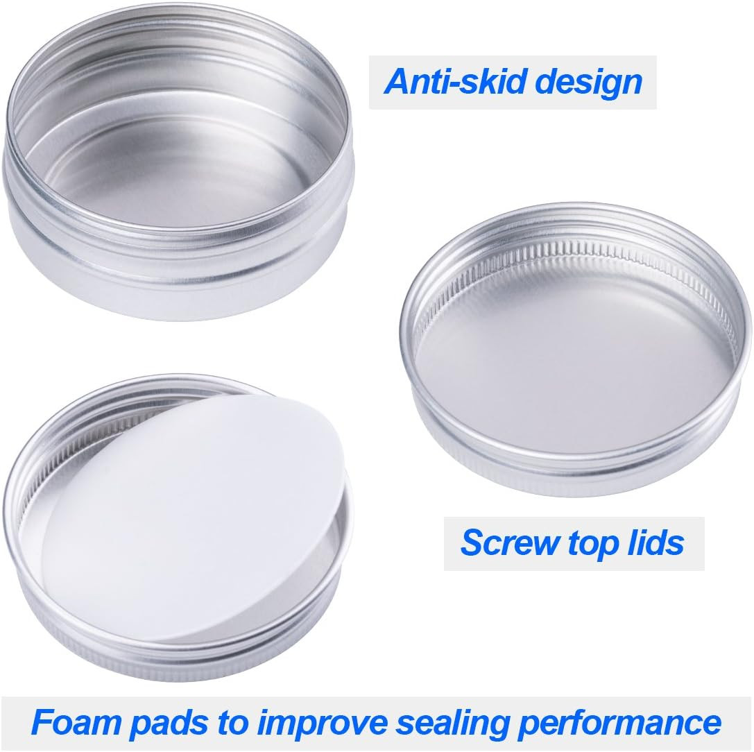 30 Pack Tin Cans Screw Top round Metal Lip Balm Tins Containers with Lids (1Oz)