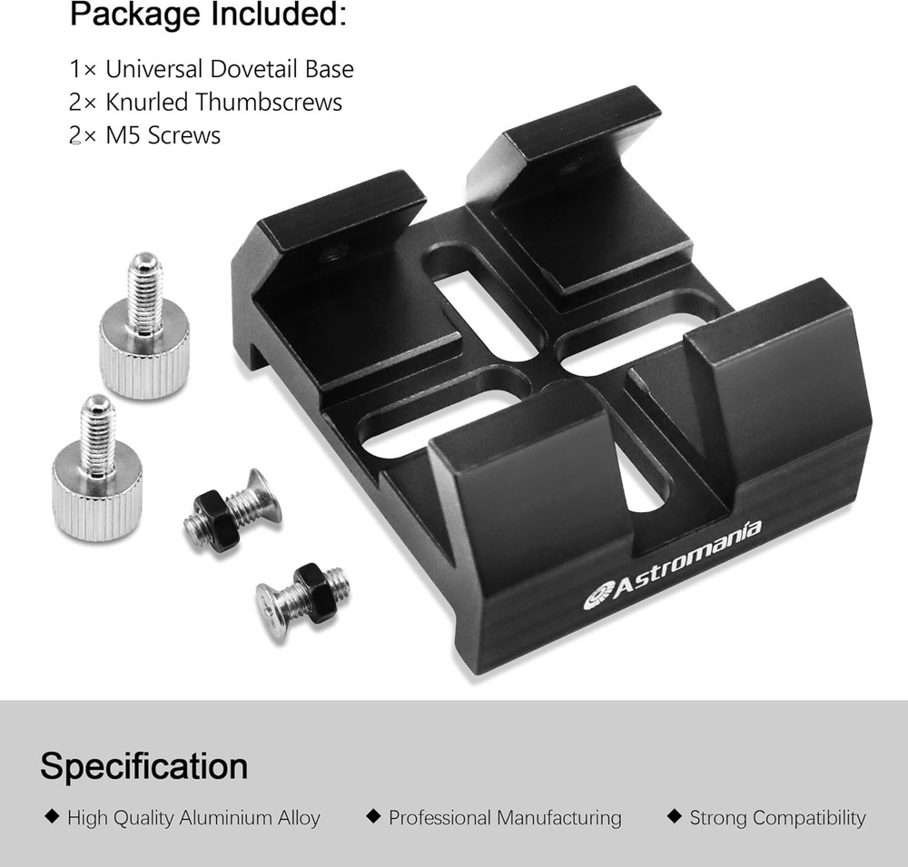 Universal Dovetail Base for Finder Scope Mount – Telescope Mount Adapter