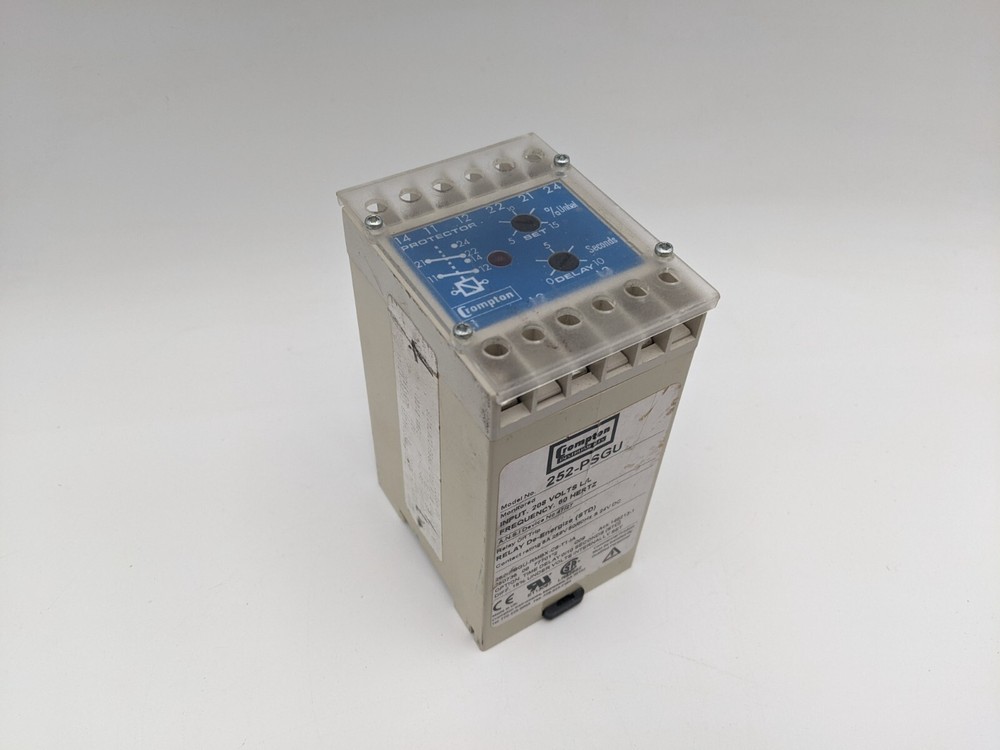 Crompton 252-PSGU Time Delay Relay 0-10 Seconds Adjustable 5 Amp 250 VAC 24 VDC